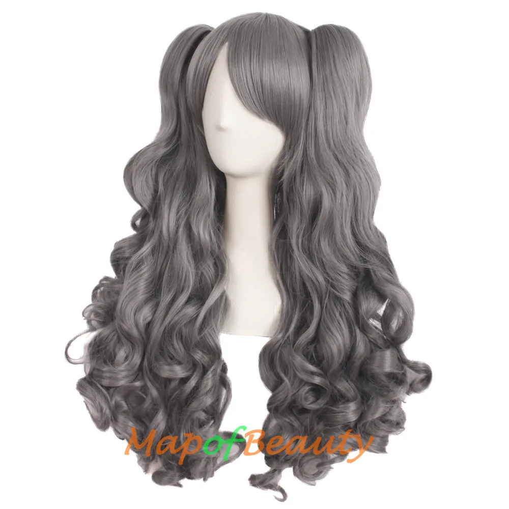 Lolita Lace Curly Wigs Tiger Cilp Horsetail Three-pieces Cosplay Anime Wigs
