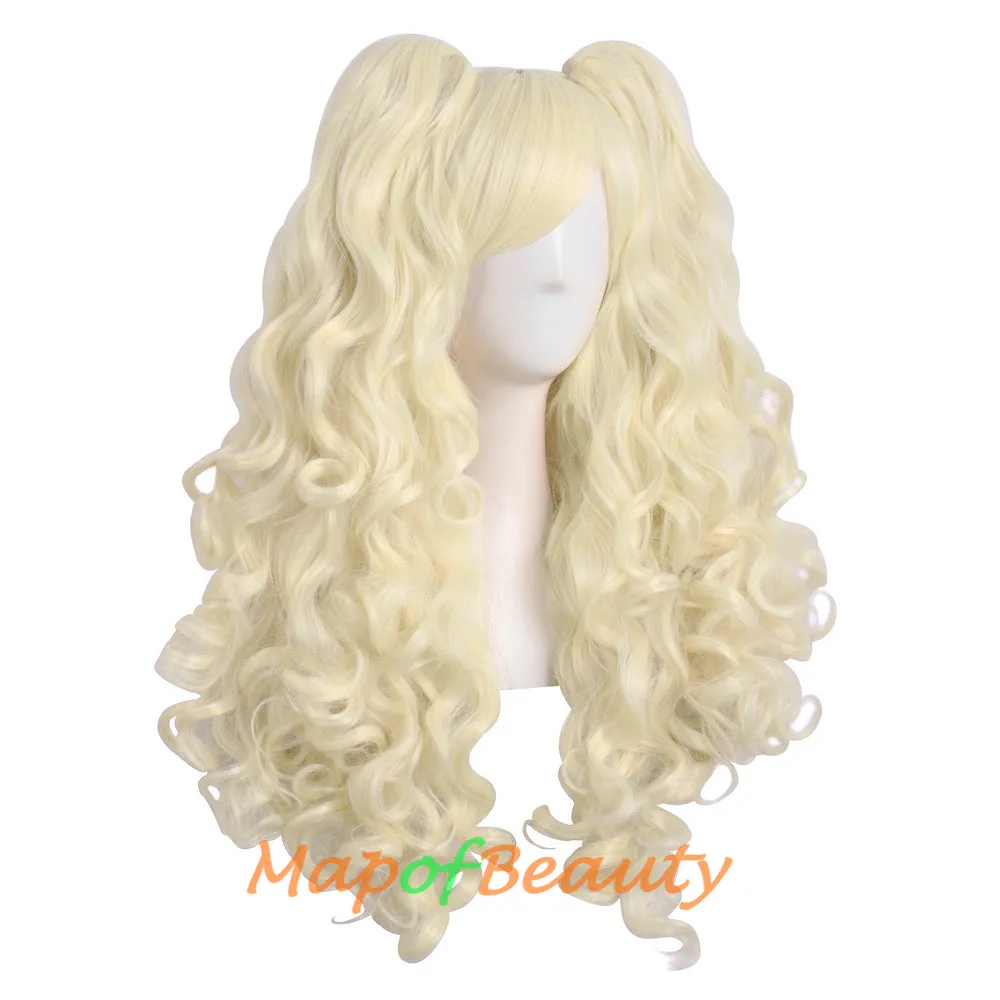 Lolita Lace Curly Wigs Tiger Cilp Horsetail Three-pieces Cosplay Anime Wigs