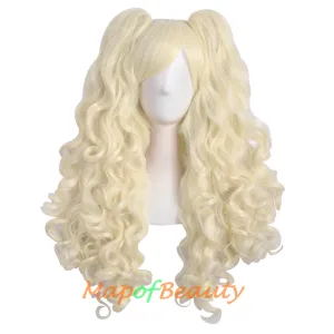 Lolita Lace Curly Wigs Tiger Cilp Horsetail Three-pieces Cosplay Anime Wigs