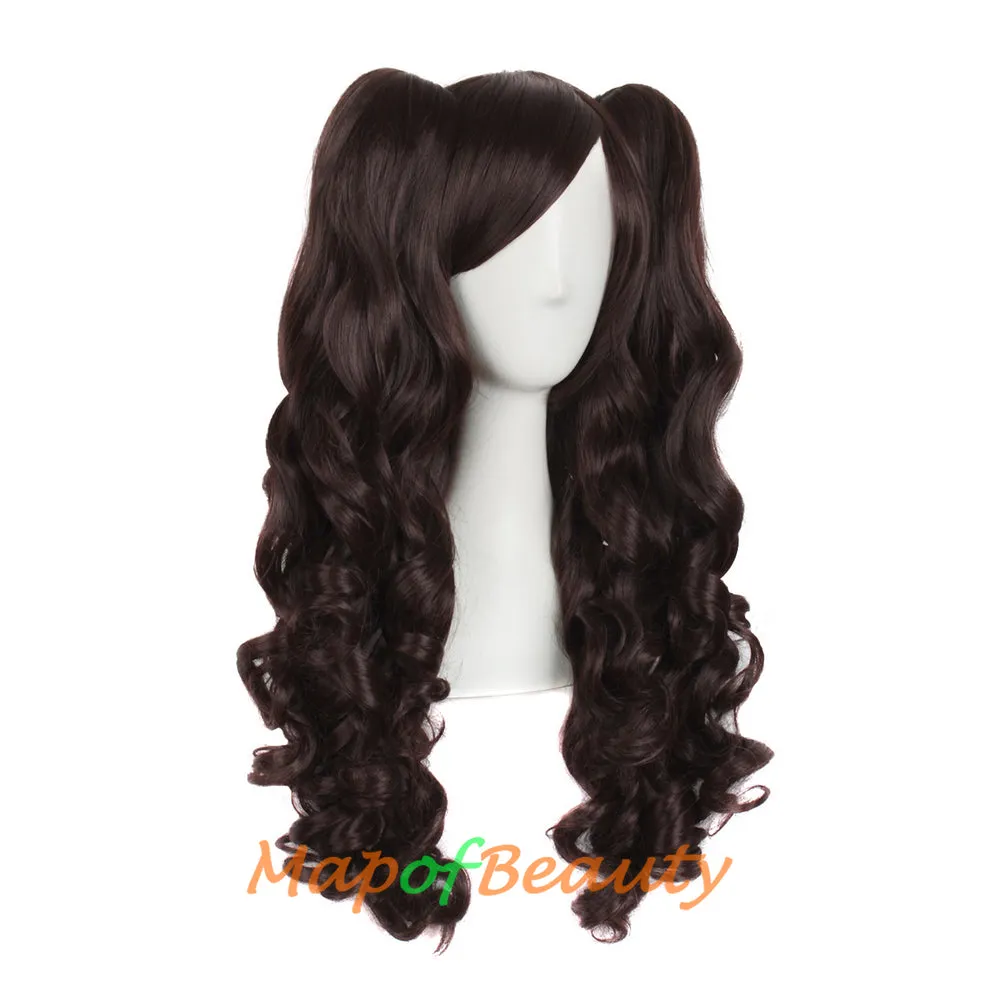 Lolita Lace Curly Wigs Tiger Cilp Horsetail Three-pieces Cosplay Anime Wigs