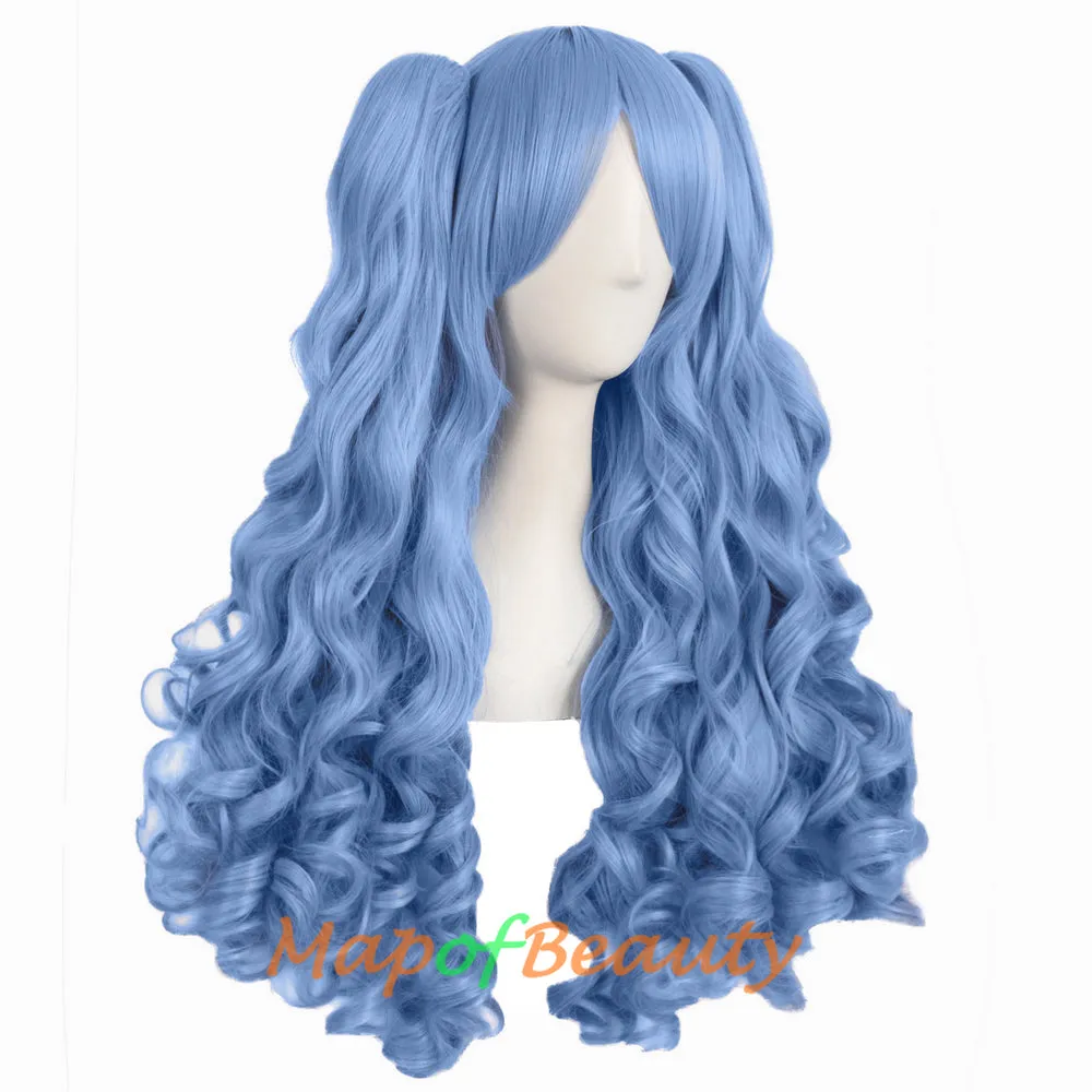 Lolita Lace Curly Wigs Tiger Cilp Horsetail Three-pieces Cosplay Anime Wigs