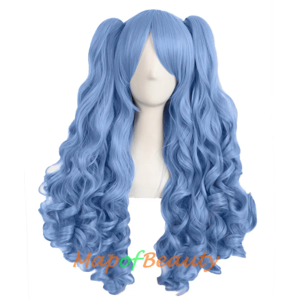 Lolita Lace Curly Wigs Tiger Cilp Horsetail Three-pieces Cosplay Anime Wigs