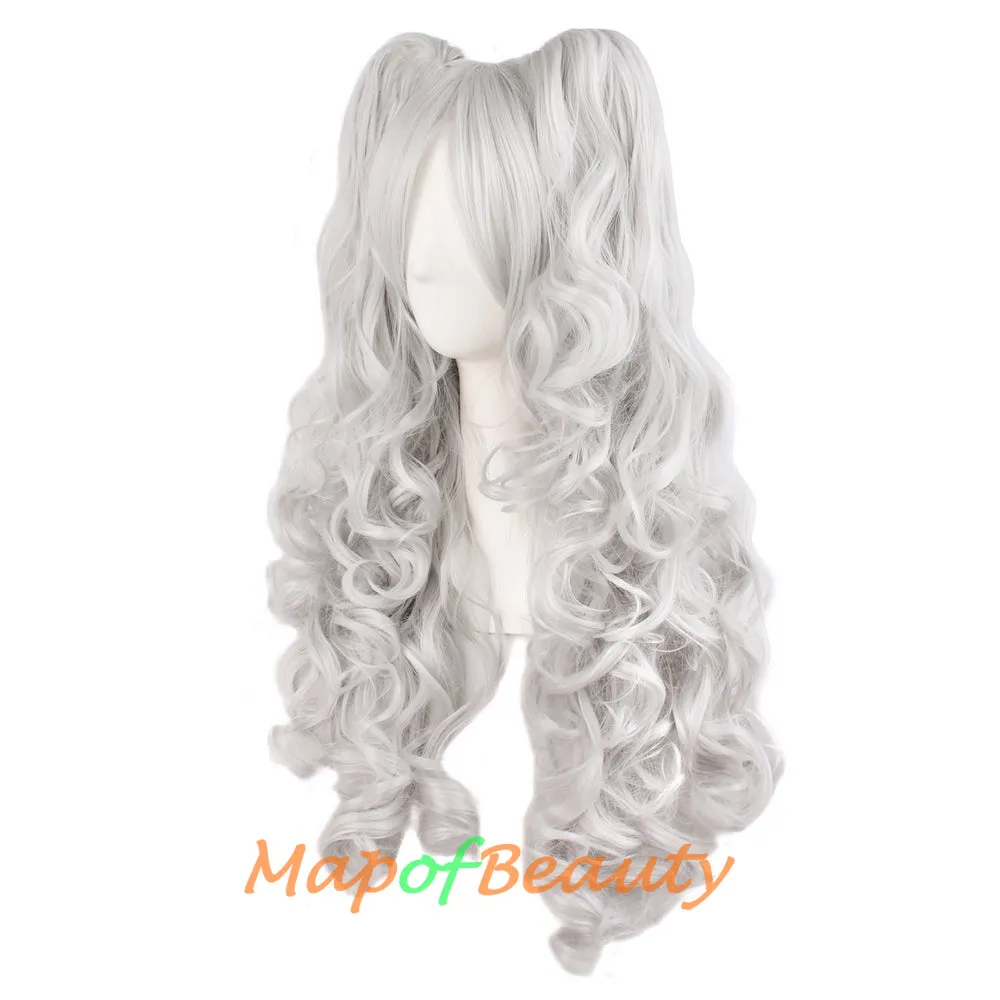 Lolita Lace Curly Wigs Tiger Cilp Horsetail Three-pieces Cosplay Anime Wigs