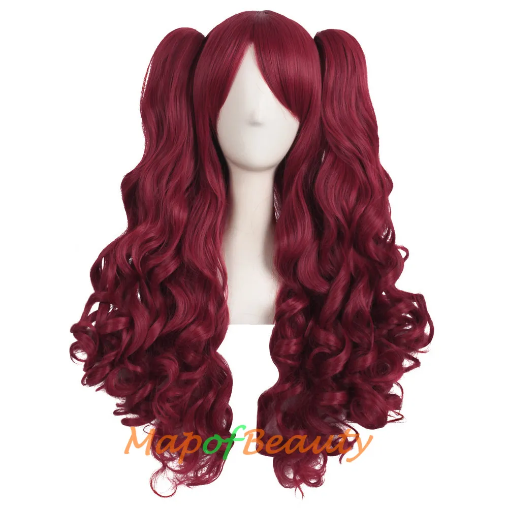 Lolita Lace Curly Wigs Tiger Cilp Horsetail Three-pieces Cosplay Anime Wigs
