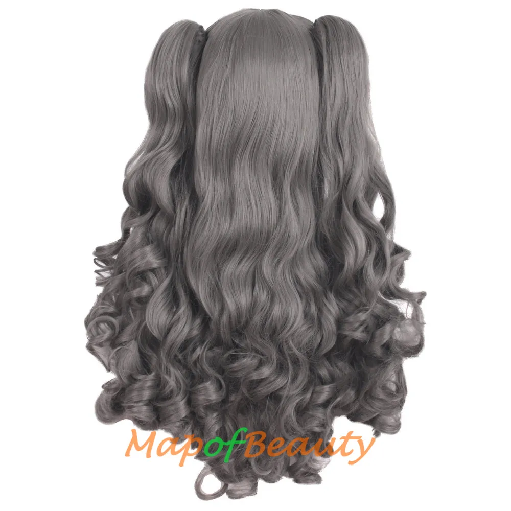 Lolita Lace Curly Wigs Tiger Cilp Horsetail Three-pieces Cosplay Anime Wigs