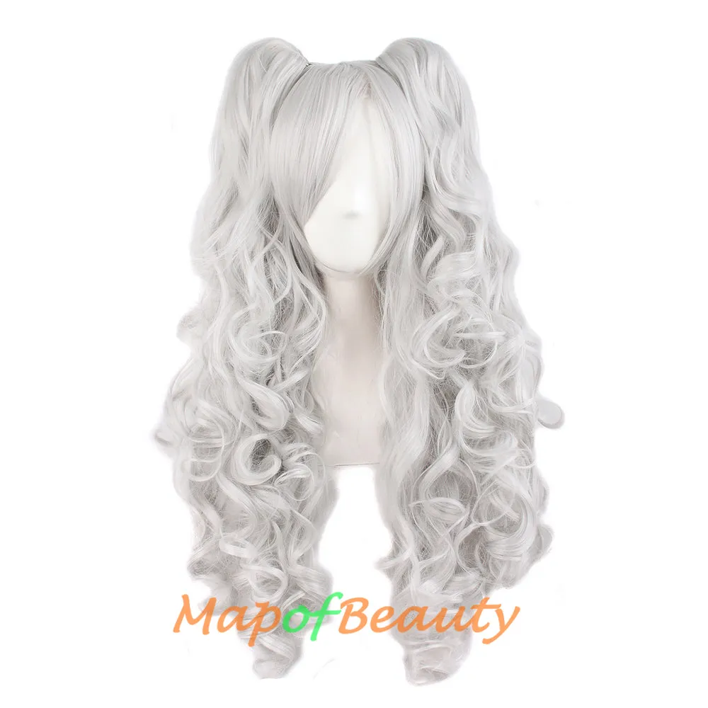 Lolita Lace Curly Wigs Tiger Cilp Horsetail Three-pieces Cosplay Anime Wigs