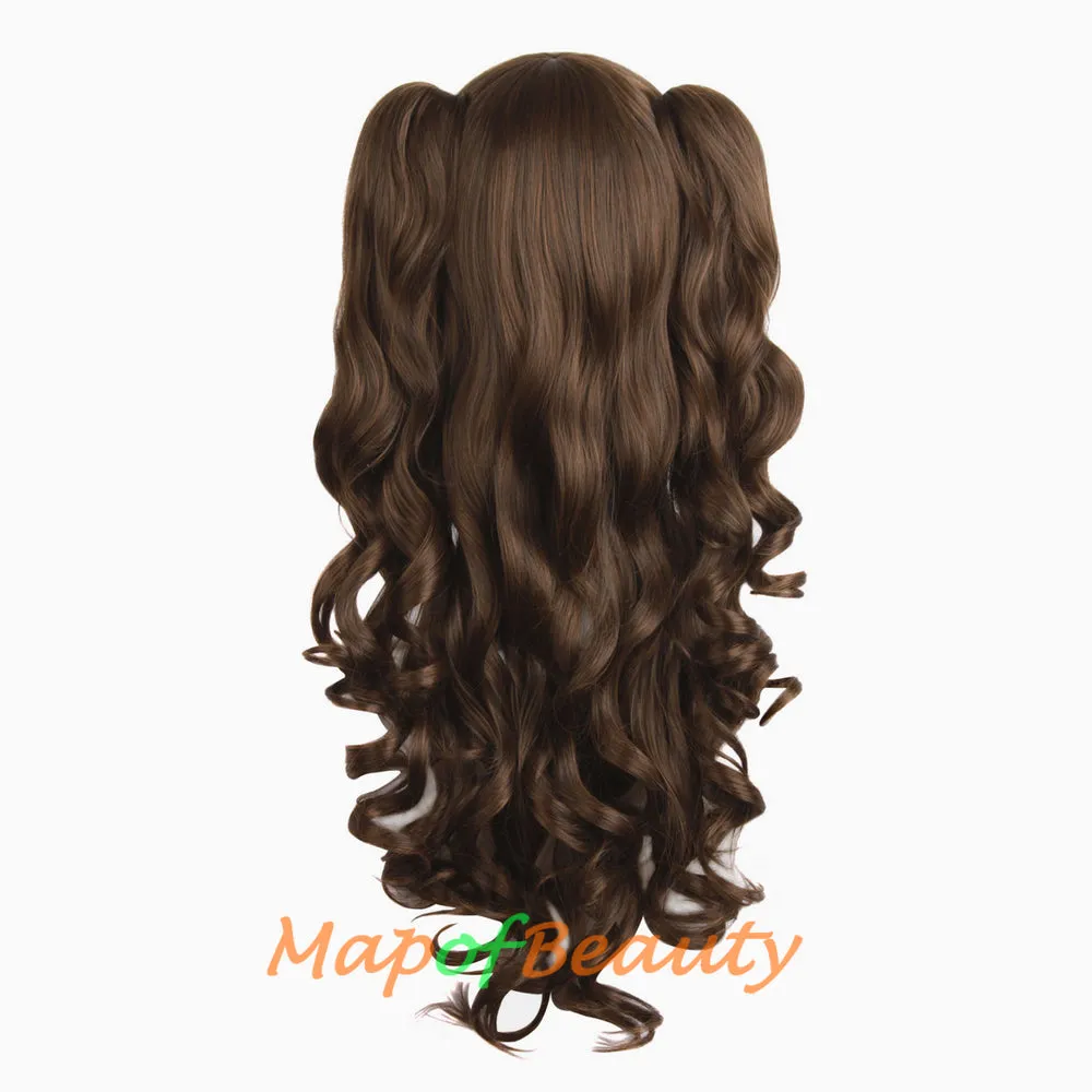 Lolita Lace Curly Wigs Tiger Cilp Horsetail Three-pieces Cosplay Anime Wigs