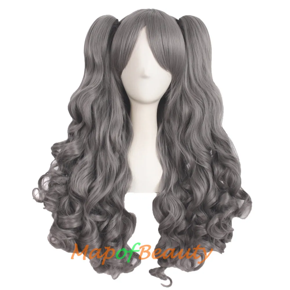 Lolita Lace Curly Wigs Tiger Cilp Horsetail Three-pieces Cosplay Anime Wigs