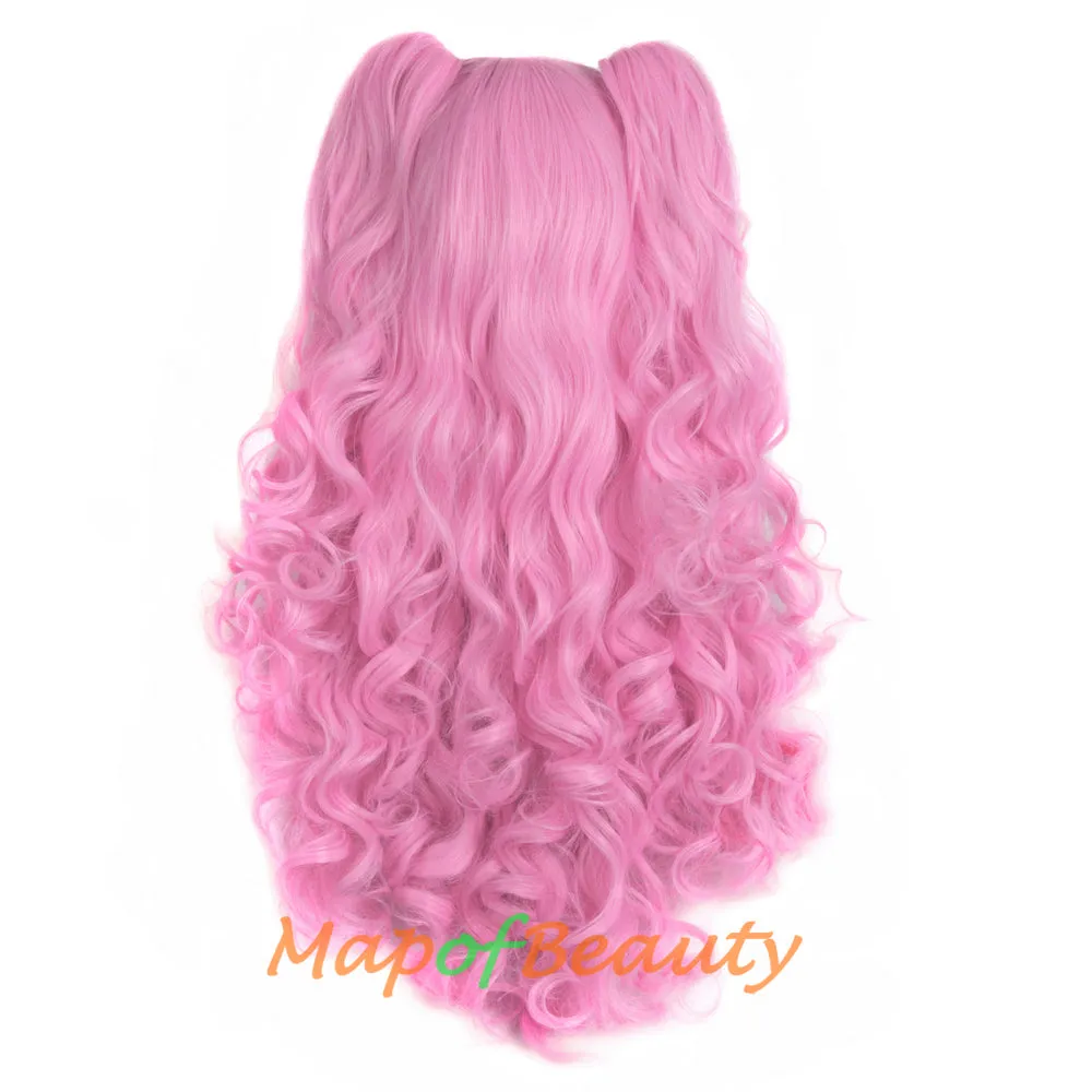 Lolita Lace Curly Wigs Tiger Cilp Horsetail Three-pieces Cosplay Anime Wigs