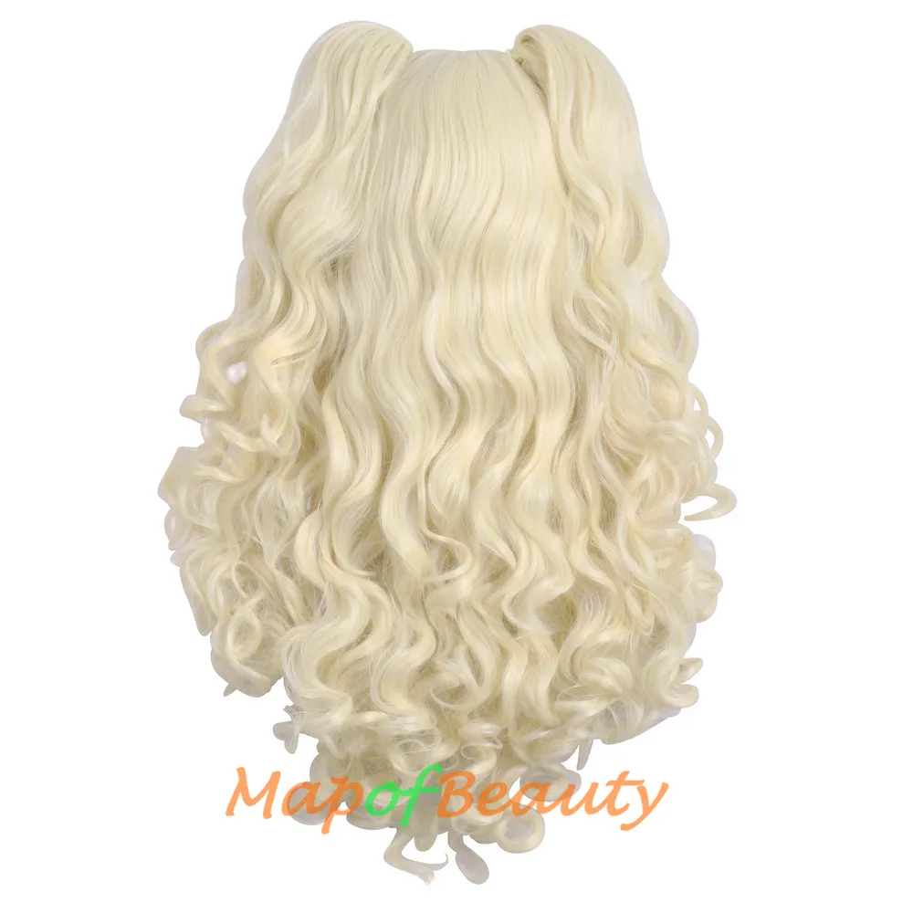 Lolita Lace Curly Wigs Tiger Cilp Horsetail Three-pieces Cosplay Anime Wigs