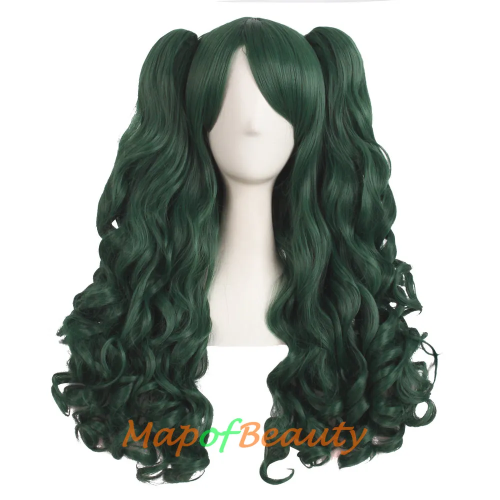 Lolita Lace Curly Wigs Tiger Cilp Horsetail Three-pieces Cosplay Anime Wigs