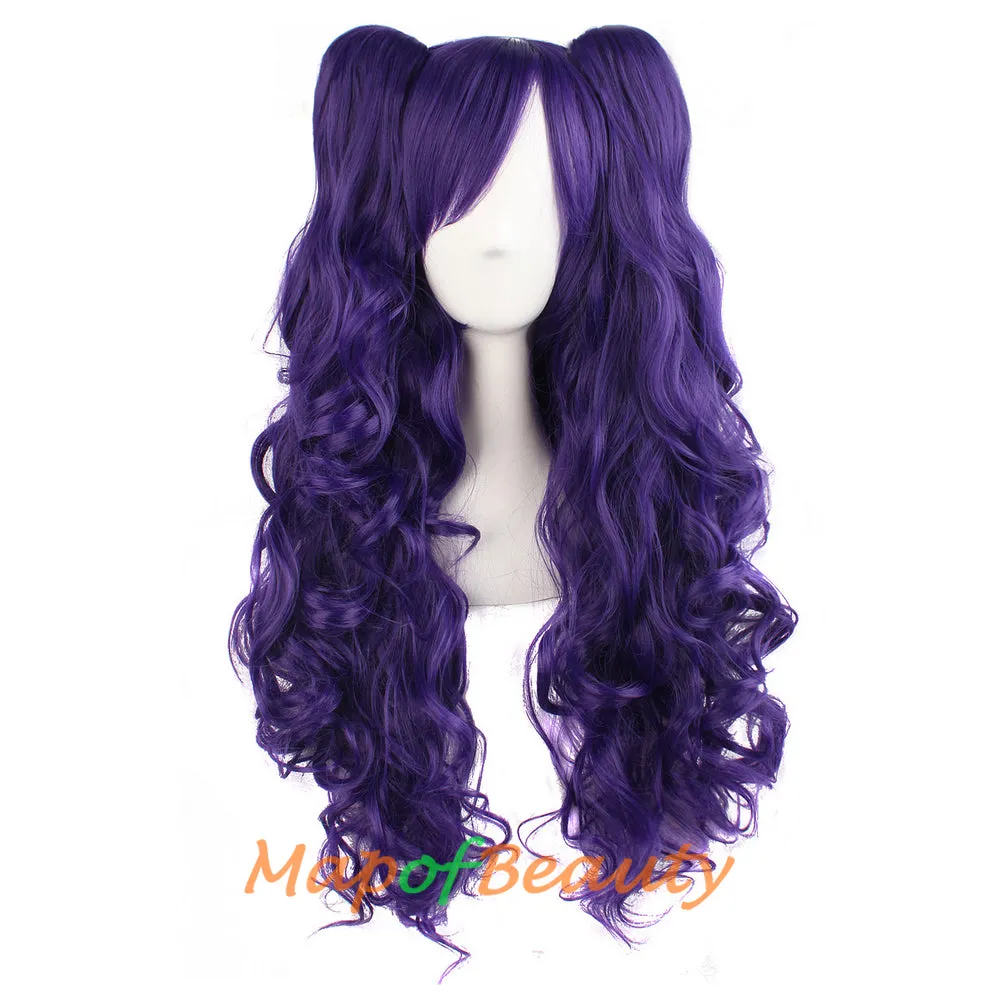 Lolita Lace Curly Wigs Tiger Cilp Horsetail Three-pieces Cosplay Anime Wigs