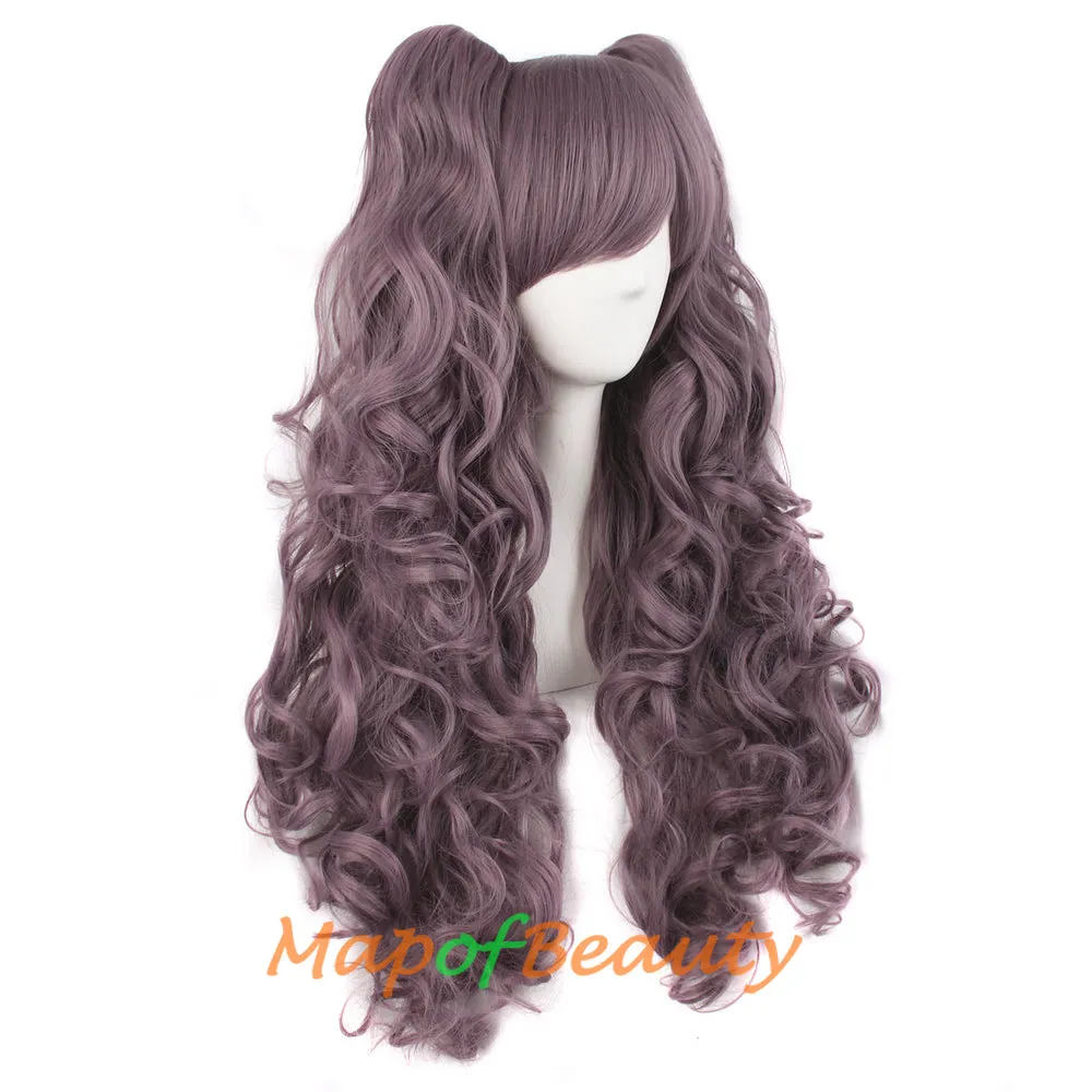 Lolita Lace Curly Wigs Tiger Cilp Horsetail Three-pieces Cosplay Anime Wigs