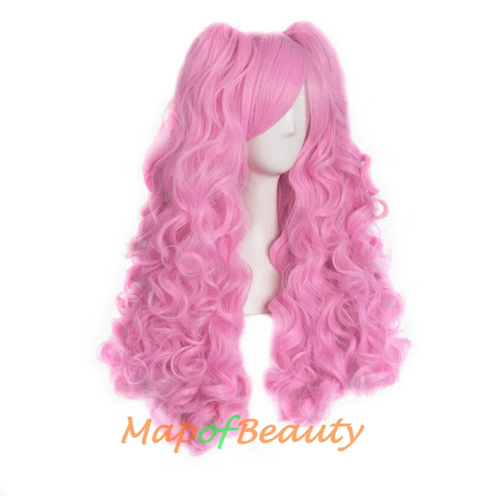 Lolita Lace Curly Wigs Tiger Cilp Horsetail Three-pieces Cosplay Anime Wigs