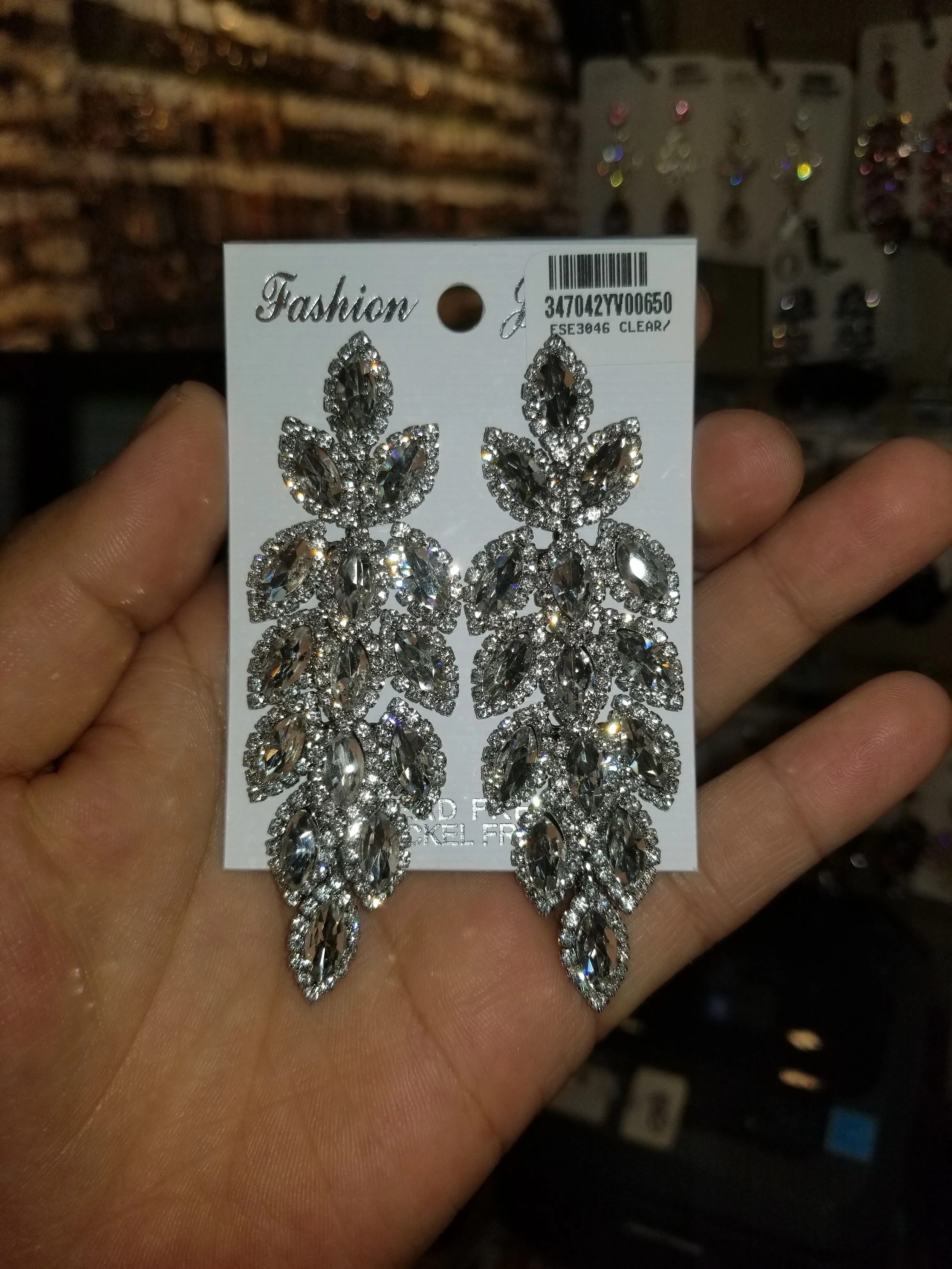 Long Crystal Marquise Pageant Earrings | Prom Earrings | 347042
