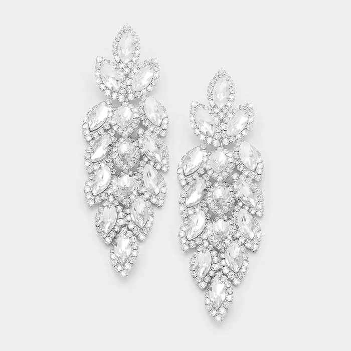 Long Crystal Marquise Pageant Earrings | Prom Earrings | 347042