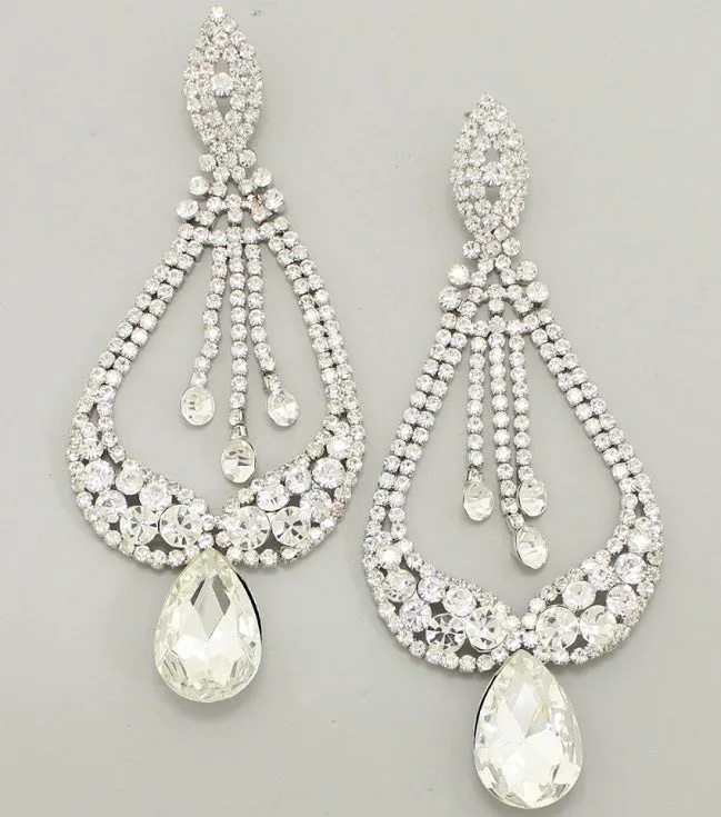 Long Crystal Pageant Earrings | Statement Earrings | "Miss America" | 375578