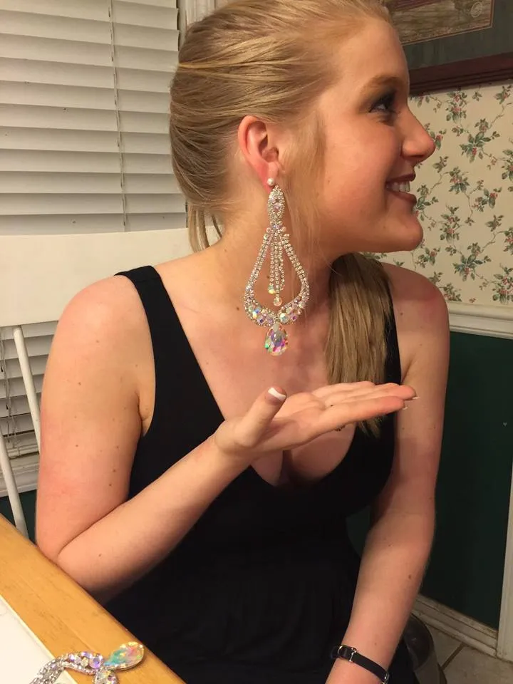 Long Crystal Pageant Earrings | Statement Earrings | "Miss America" | 375578