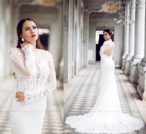 Long Sleeve Wedding Gown with Keyhole Back (#Katie)