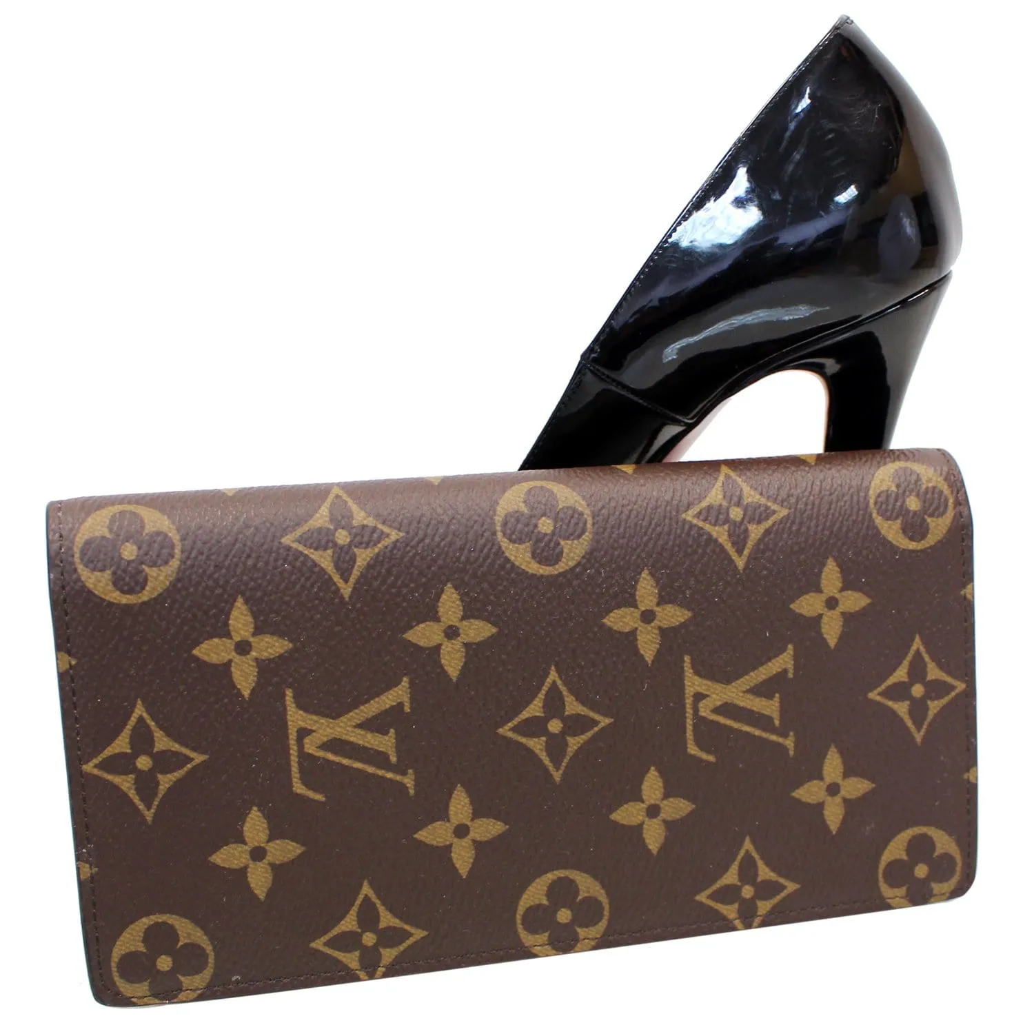 LOUIS VUITTON Brazza Monogram Canvas Wallet Brown