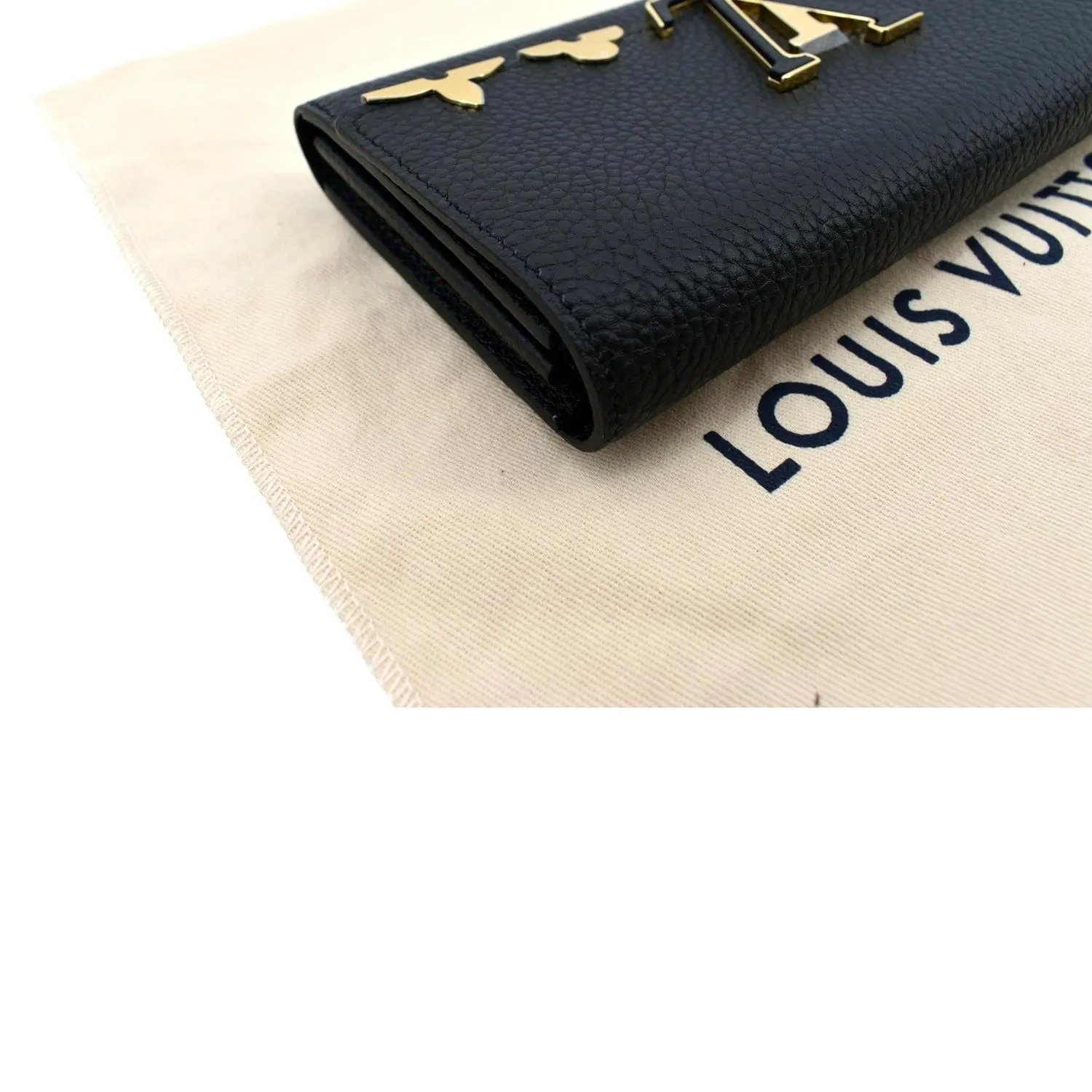 LOUIS VUITTON Capucines Crown Flowers Taurillon Wallet Black