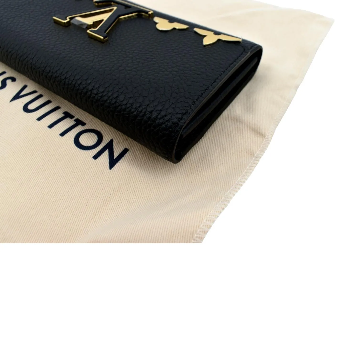 LOUIS VUITTON Capucines Crown Flowers Taurillon Wallet Black