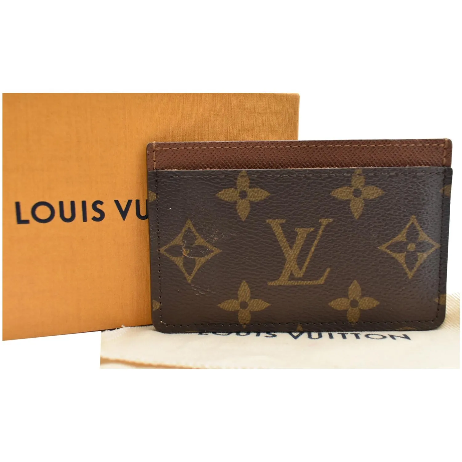 LOUIS VUITTON Card Holder Monogram Canvas Brown