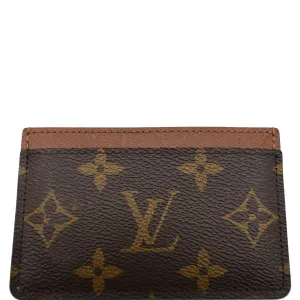 LOUIS VUITTON Card Holder Monogram Canvas Brown