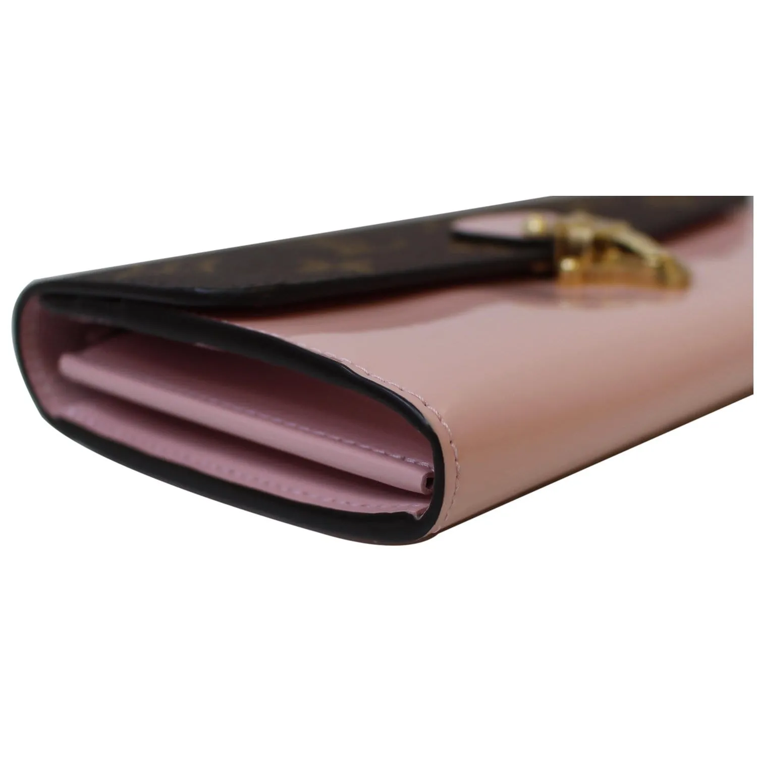 LOUIS VUITTON Cherrywood Monogram/Patent Leather Wallet Rose Ballerine