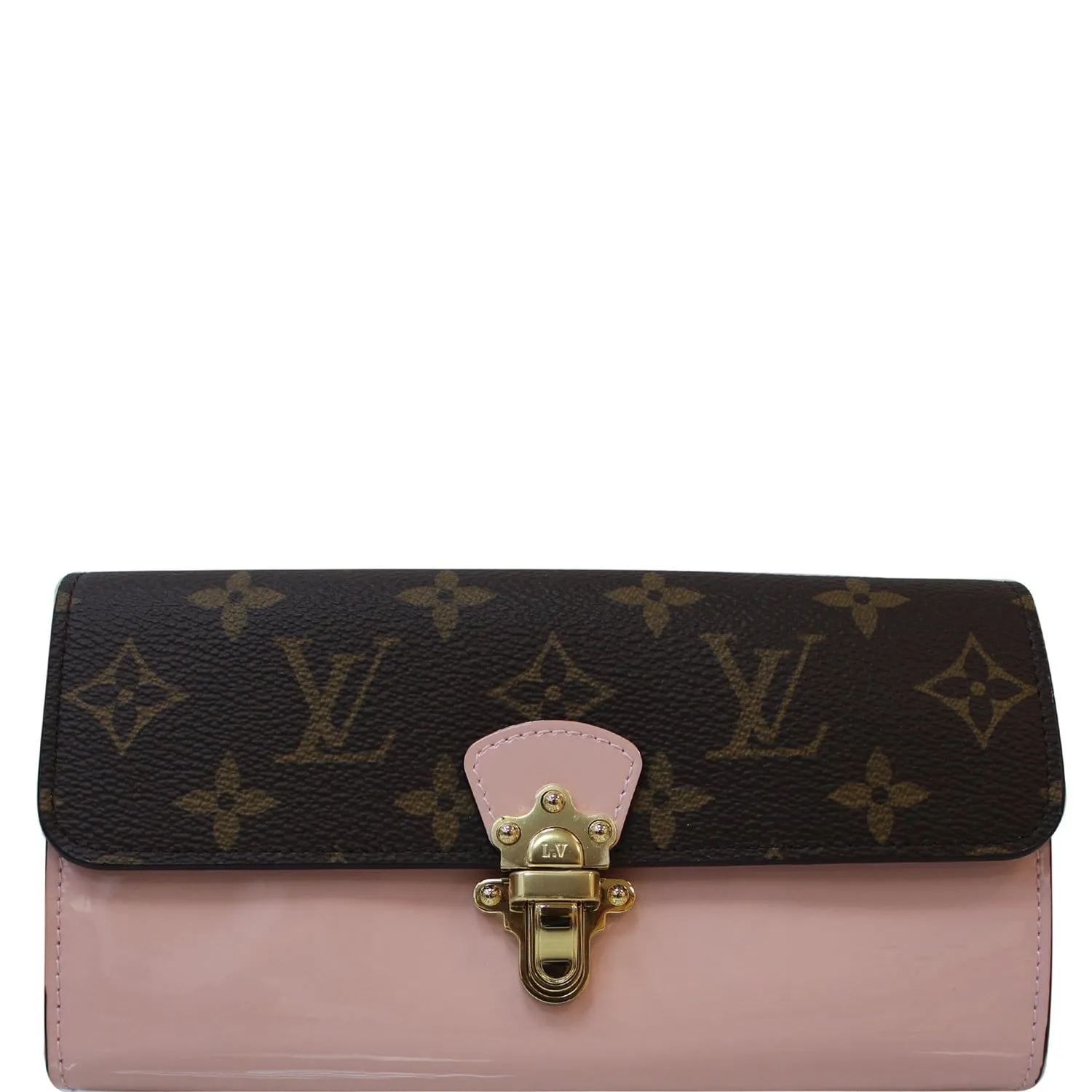 LOUIS VUITTON Cherrywood Monogram/Patent Leather Wallet Rose Ballerine