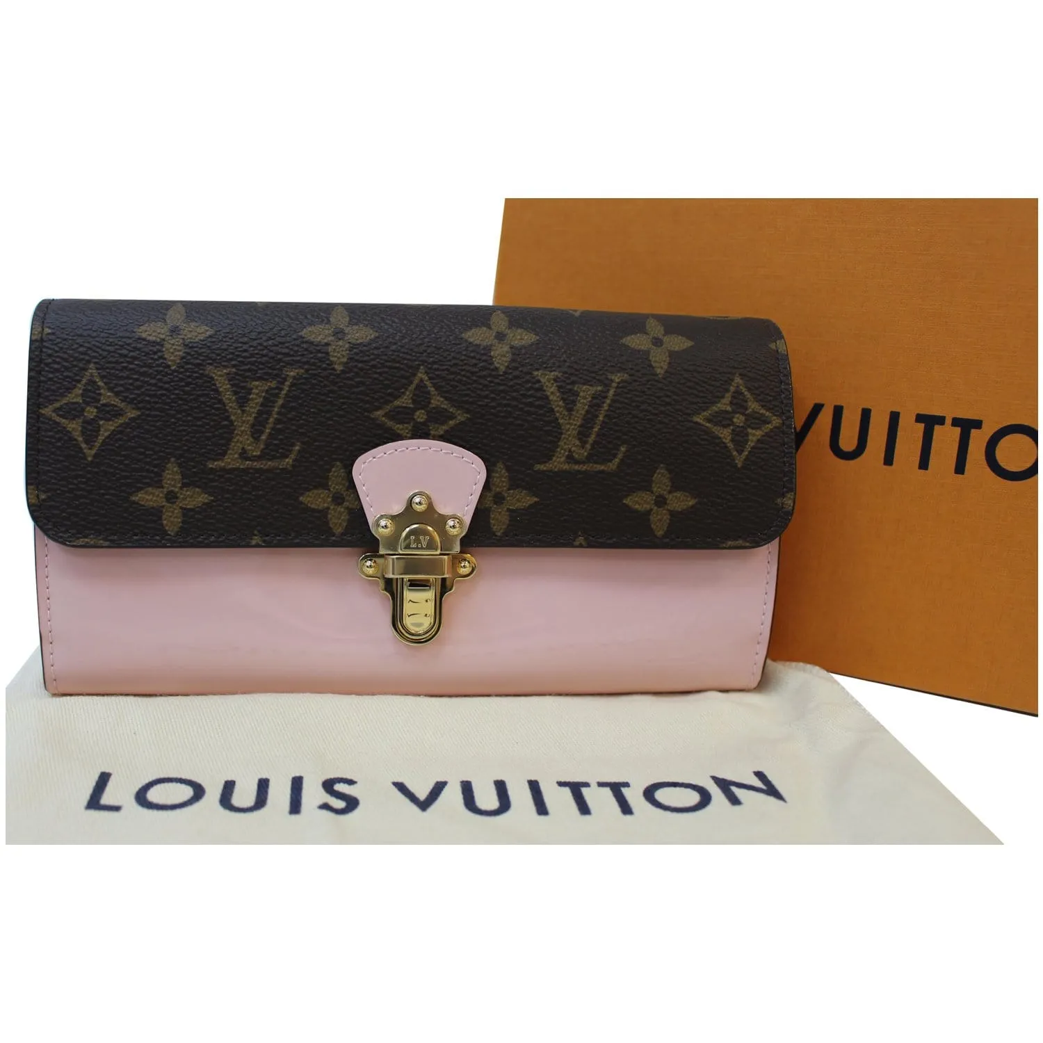 LOUIS VUITTON Cherrywood Monogram/Patent Leather Wallet Rose Ballerine