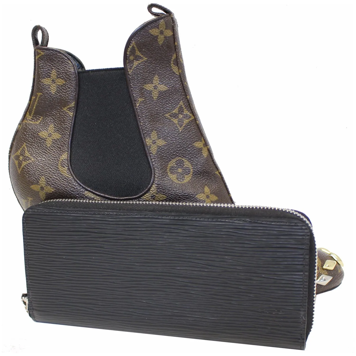 LOUIS VUITTON Clemence Epi Leather Wallet Black