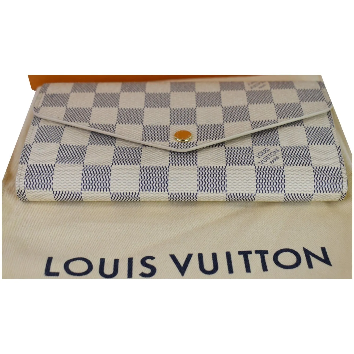 LOUIS VUITTON Damier Azur Sarah Wallet White