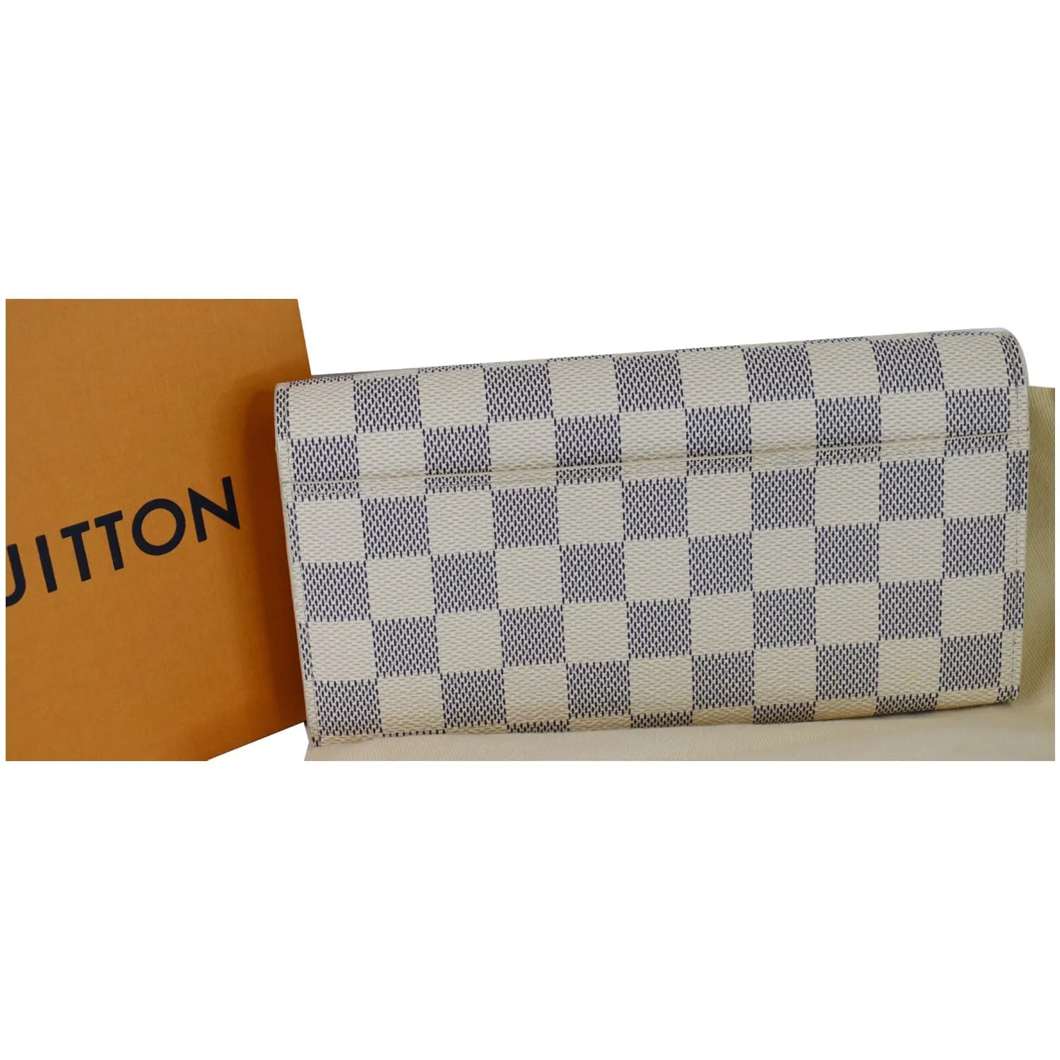LOUIS VUITTON Damier Azur Sarah Wallet White