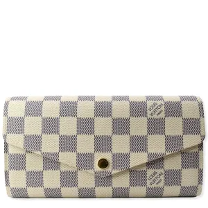 LOUIS VUITTON Damier Azur Sarah Wallet White