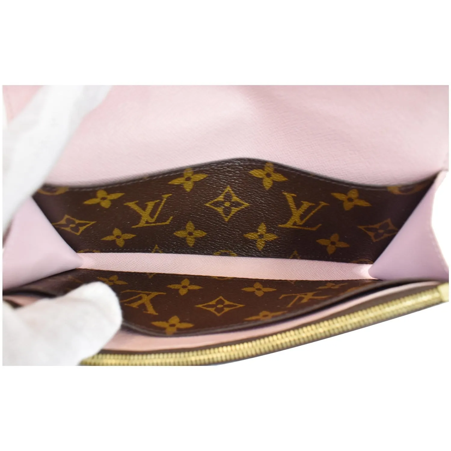 LOUIS VUITTON Emilie Monogram Canvas Wallet Brown