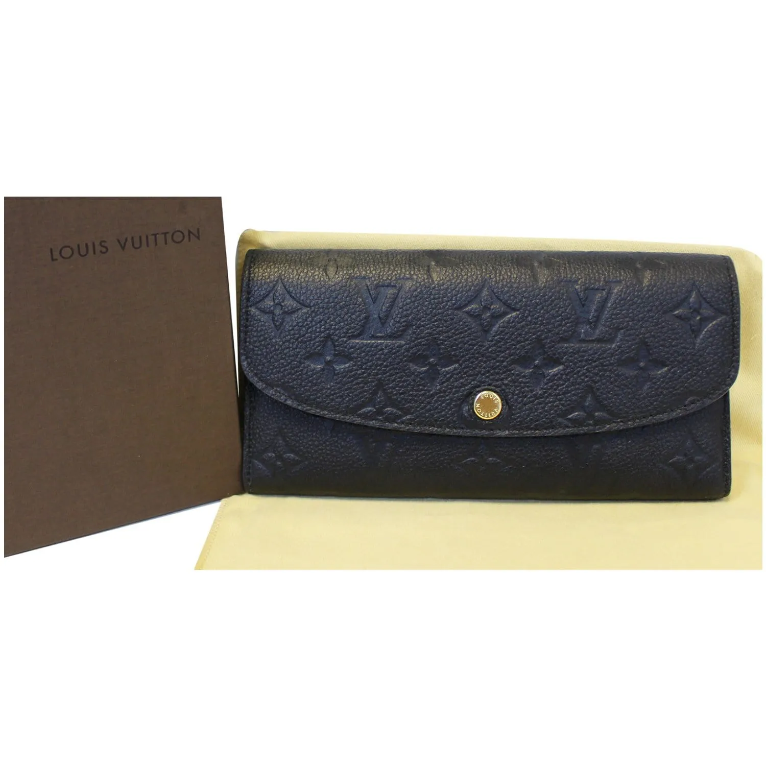LOUIS VUITTON Emilie Monogram Empreinte Leather Wallet Black