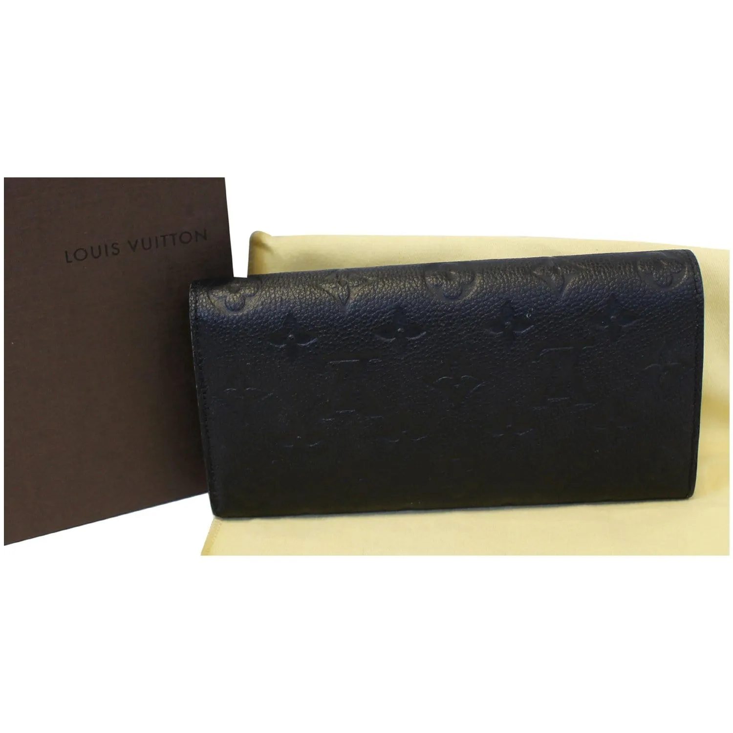 LOUIS VUITTON Emilie Monogram Empreinte Leather Wallet Black