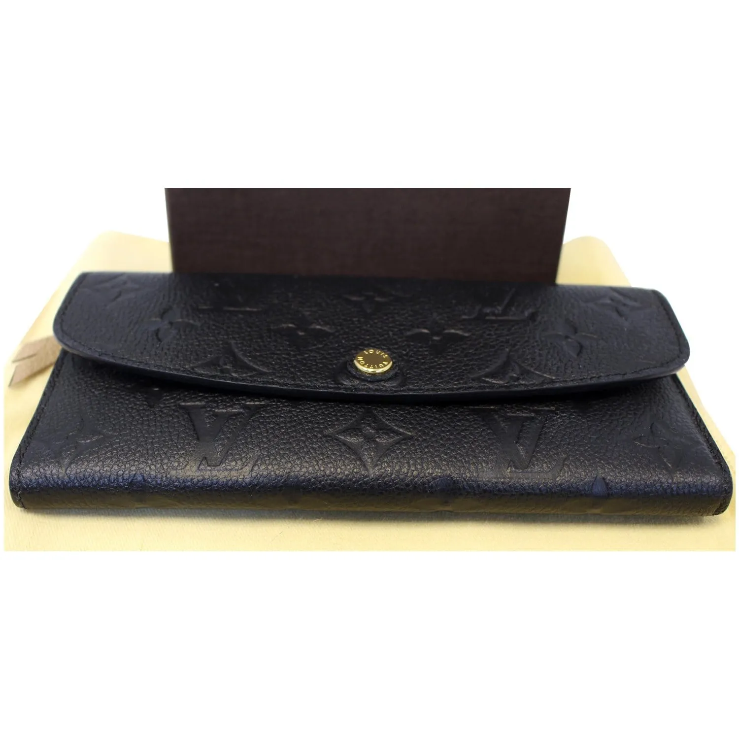 LOUIS VUITTON Emilie Monogram Empreinte Leather Wallet Black