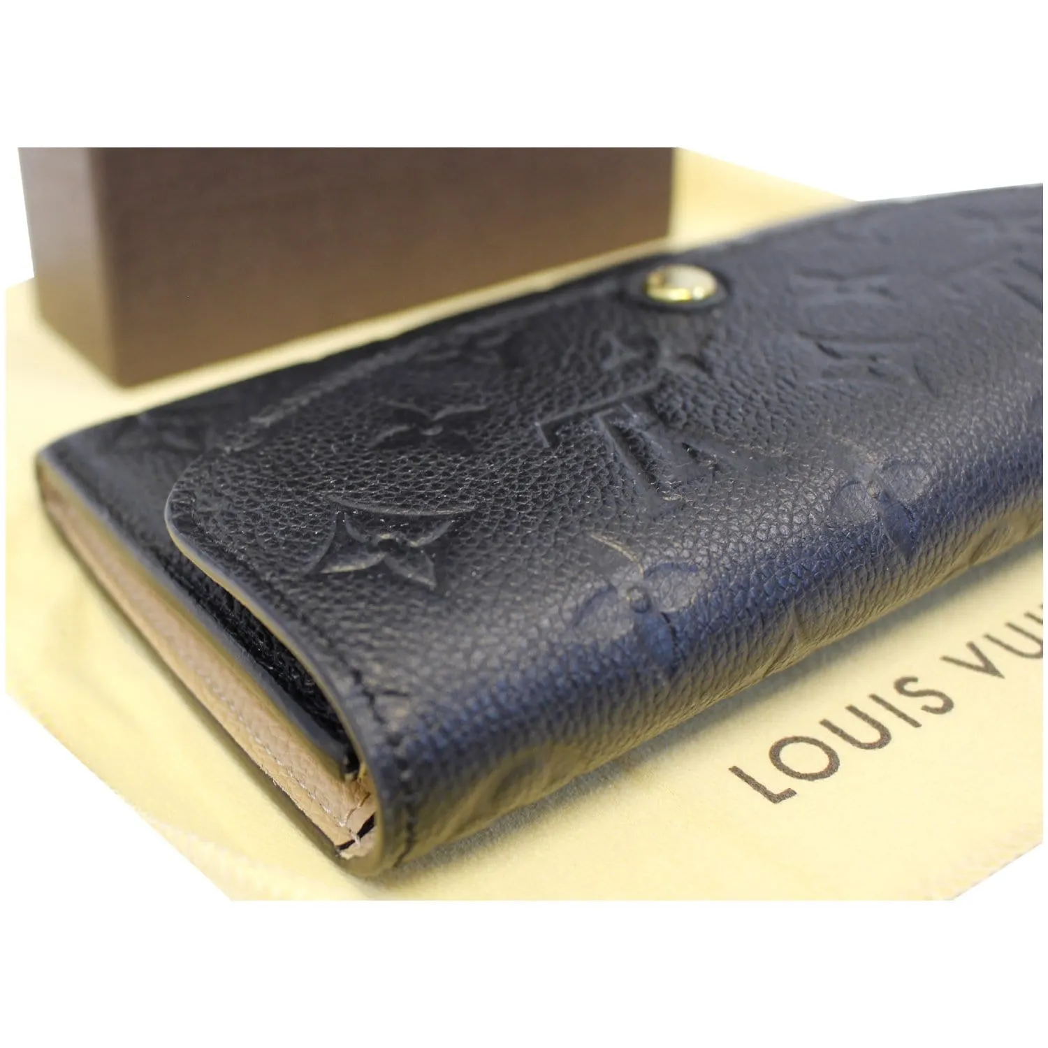 LOUIS VUITTON Emilie Monogram Empreinte Leather Wallet Black