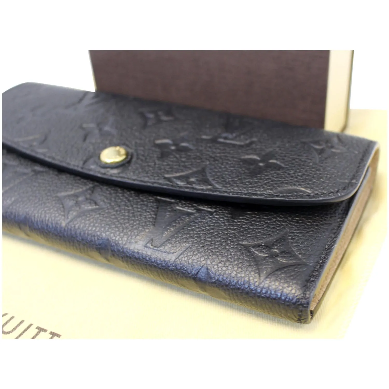 LOUIS VUITTON Emilie Monogram Empreinte Leather Wallet Black