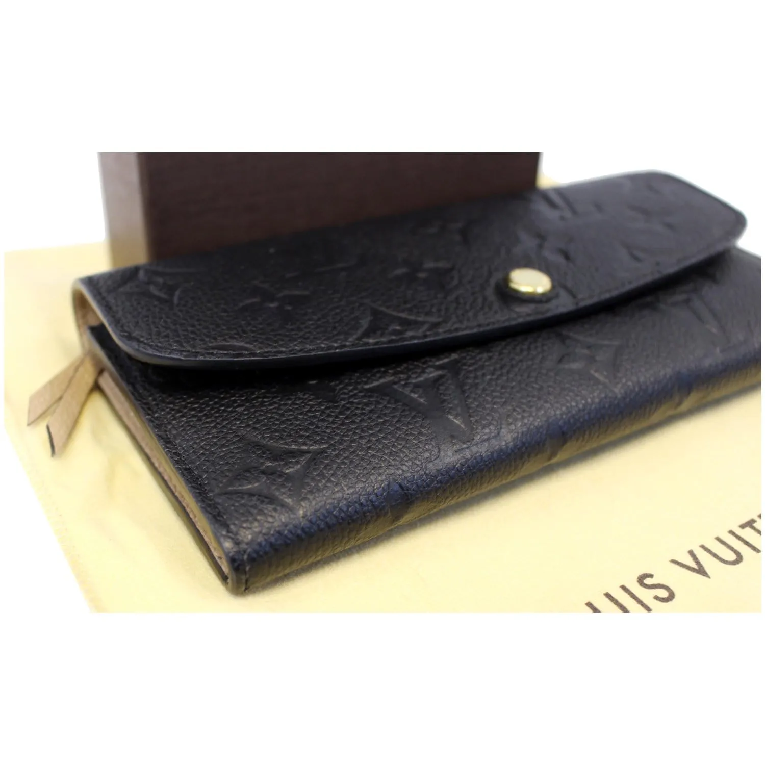 LOUIS VUITTON Emilie Monogram Empreinte Leather Wallet Black