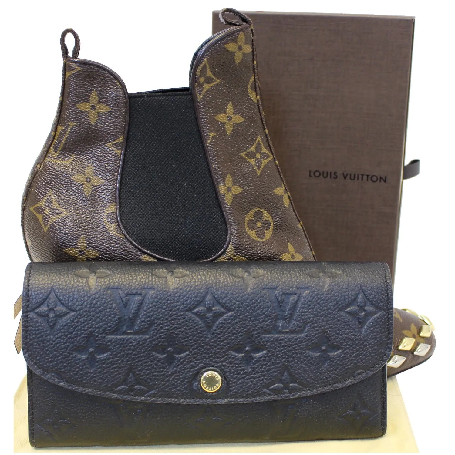 LOUIS VUITTON Emilie Monogram Empreinte Leather Wallet Black