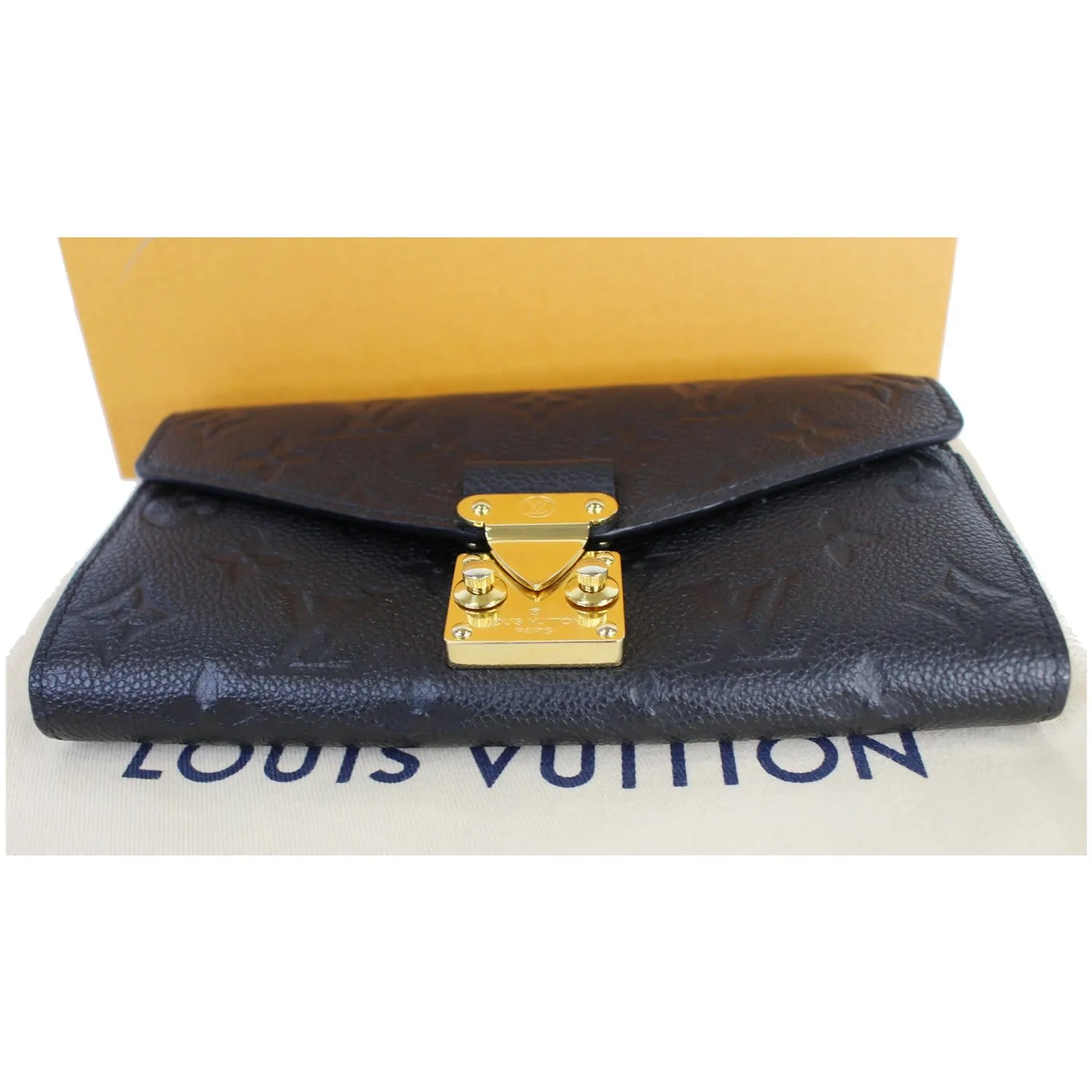 LOUIS VUITTON Metis Monogram Empreinte Leather Wallet Black