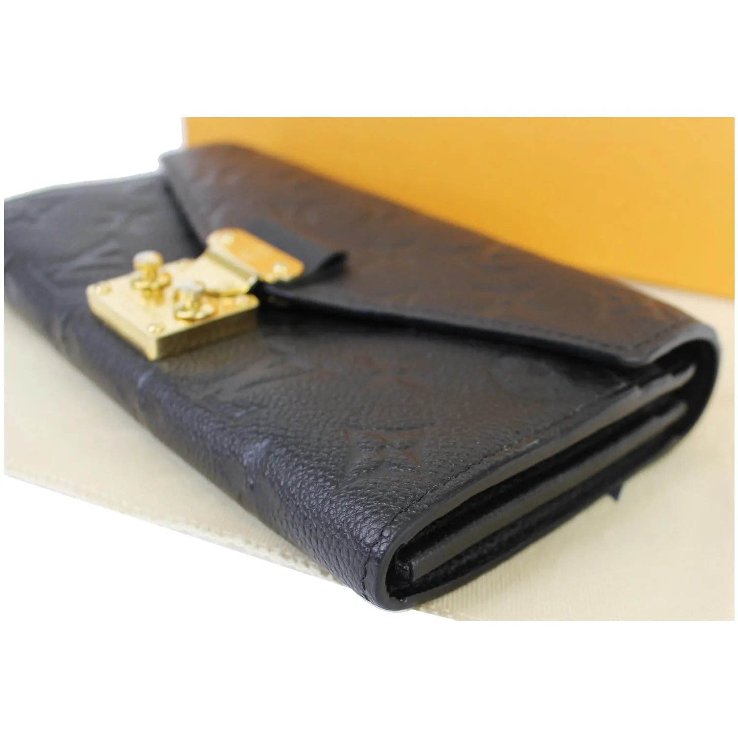 LOUIS VUITTON Metis Monogram Empreinte Leather Wallet Black