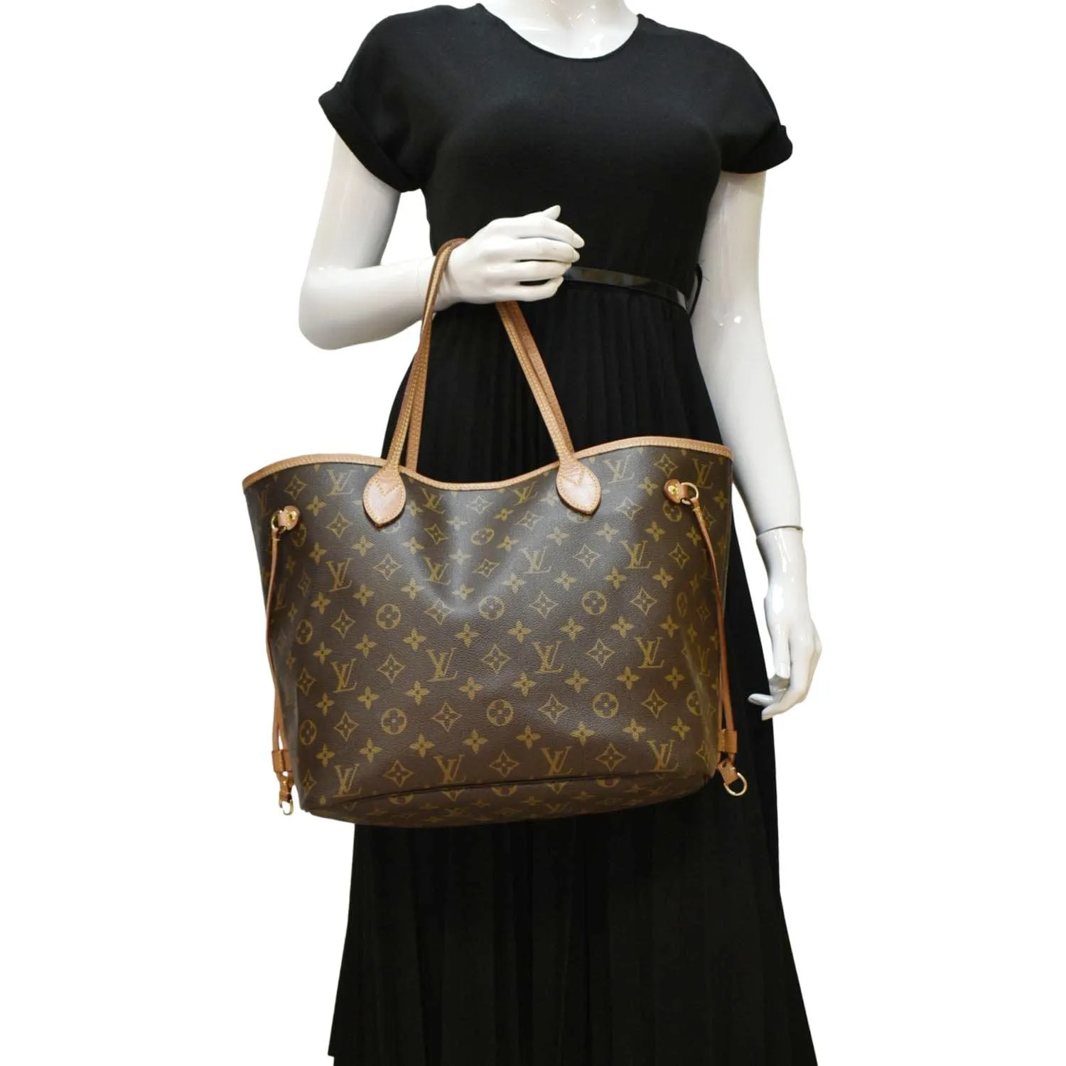LOUIS VUITTON Neverfull MM Monogram Canvas Tote Bag Brown