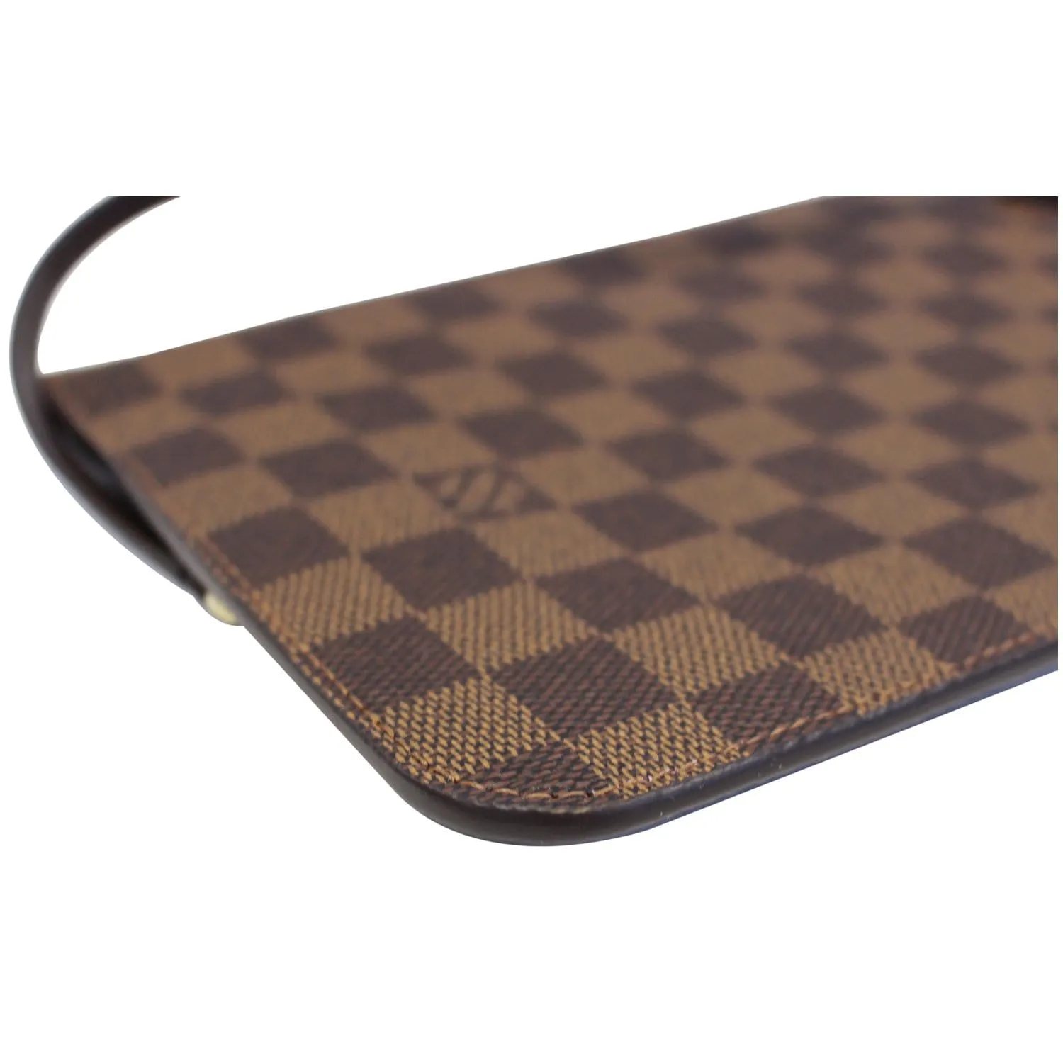 LOUIS VUITTON Pochette Wristlet Pouch Damier Ebene Neverfull MM Rose Ballerine
