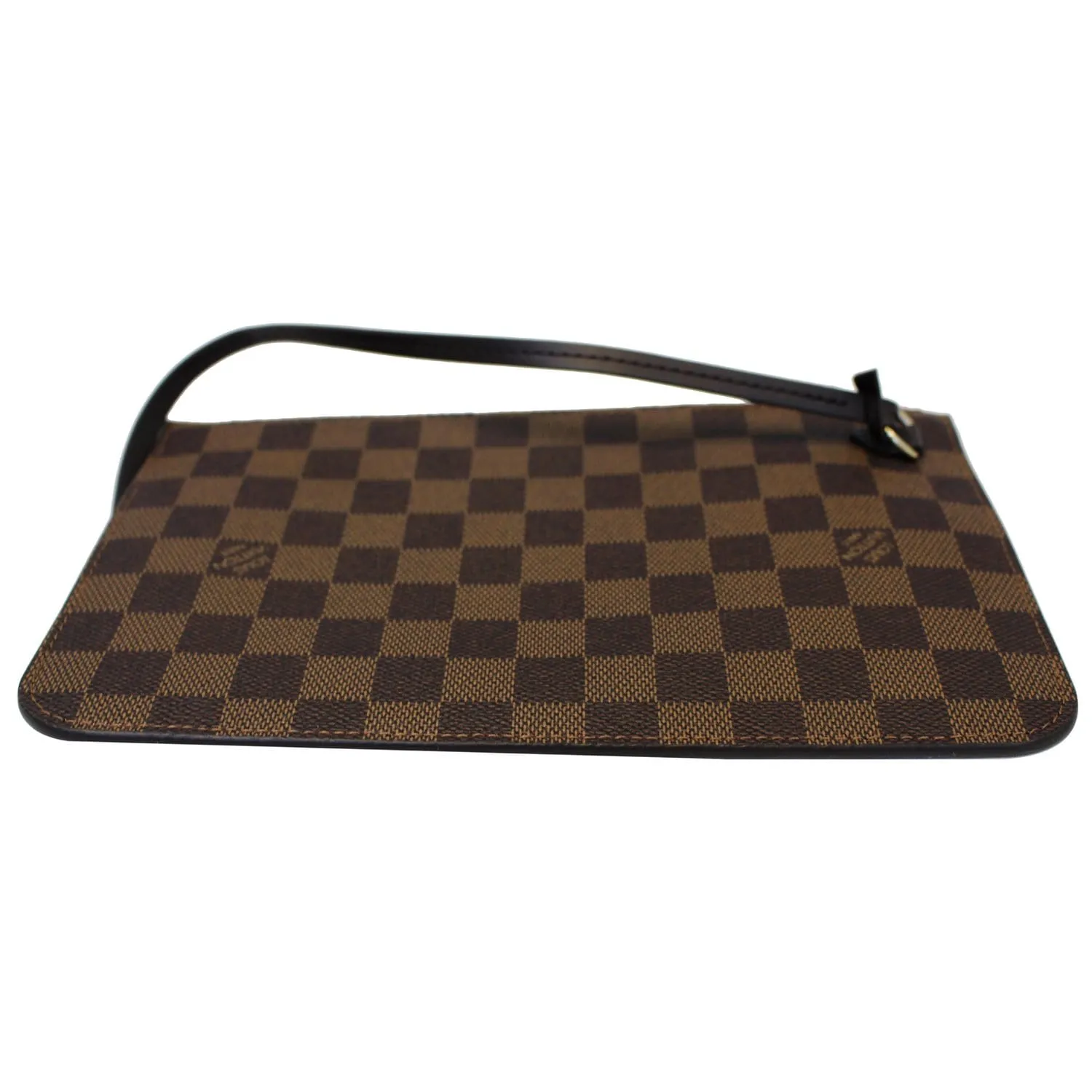 LOUIS VUITTON Pochette Wristlet Pouch Damier Ebene Neverfull MM Rose Ballerine