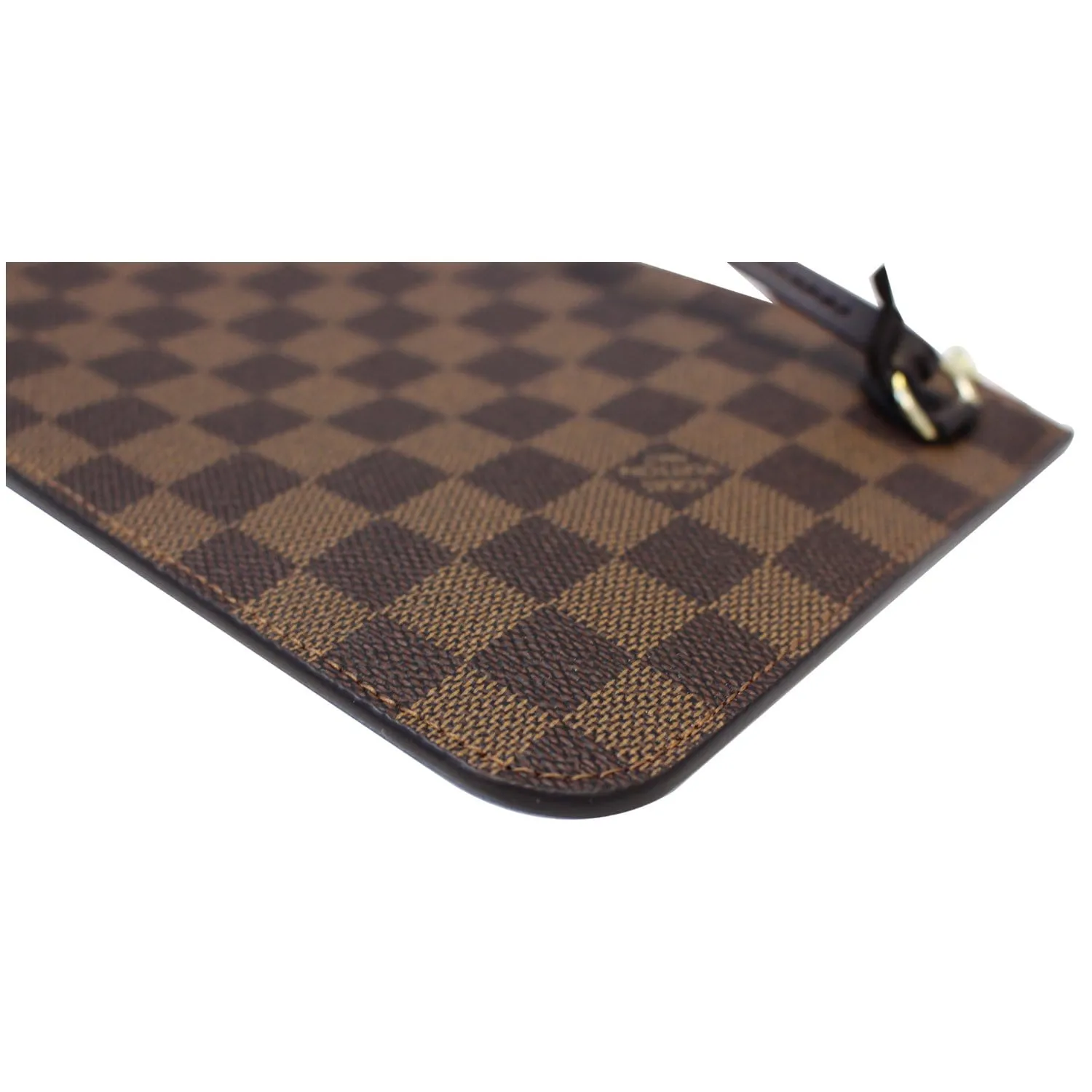 LOUIS VUITTON Pochette Wristlet Pouch Damier Ebene Neverfull MM Rose Ballerine
