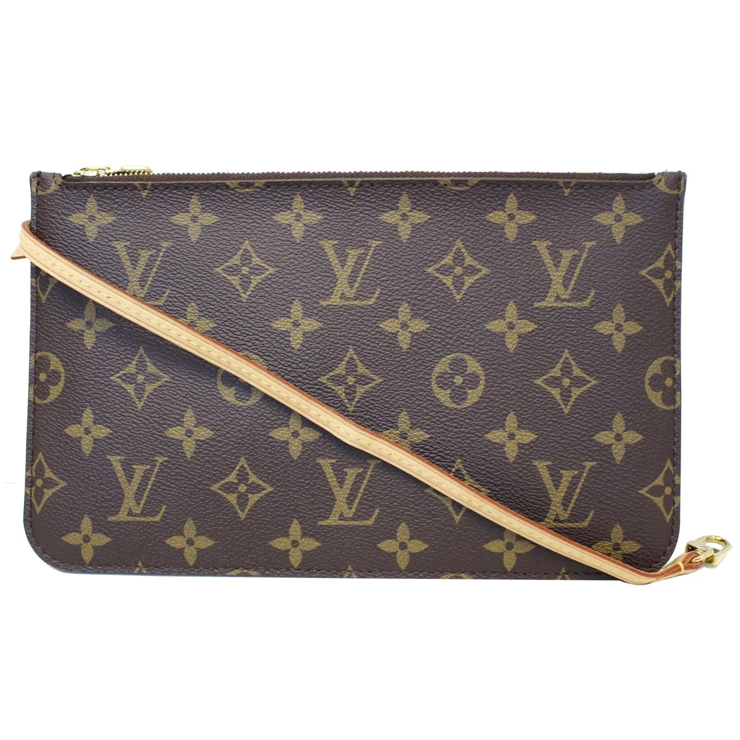 LOUIS VUITTON Pochette Wristlet Pouch Monogram Canvas Neverfull MM Brown
